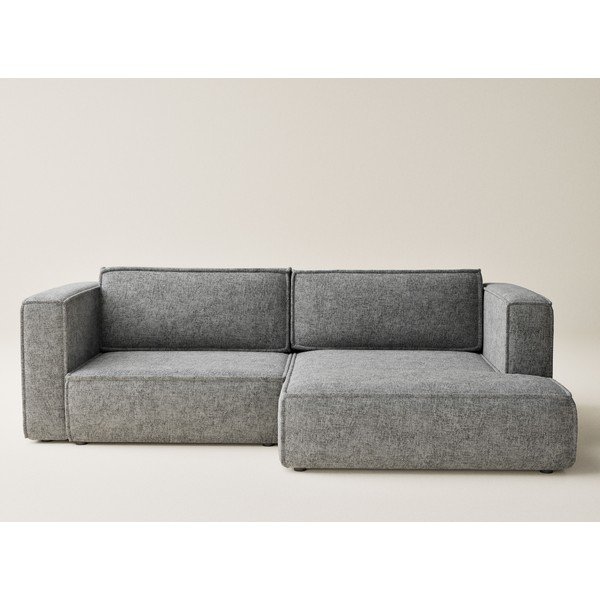 Pelēks salokāms stūra dīvāns no šenila auduma ar uzglabāšanas vietu (ar labo stūri/ar zvilni) Velto – Maison de Rêve-image-2