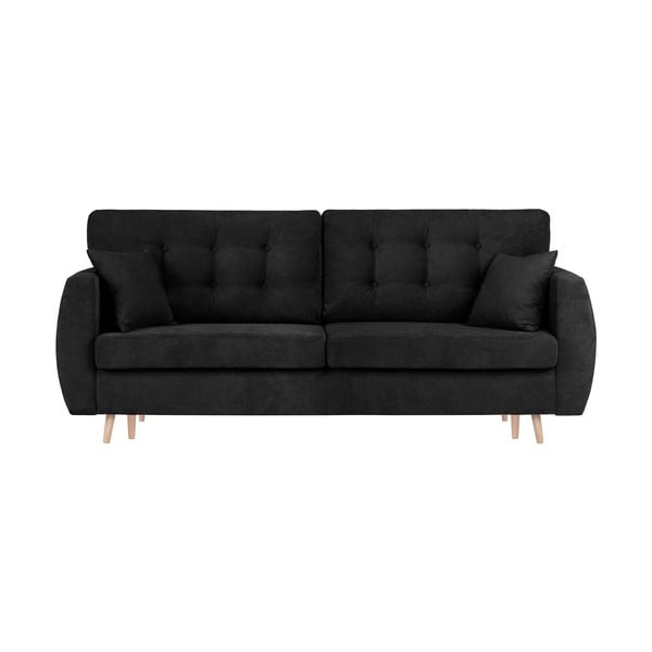 Melns trīsvietīgs dīvāns ar glabāšanas vietu Cosmopolitan Design Amsterdam, 231 x 98 x 95 cm