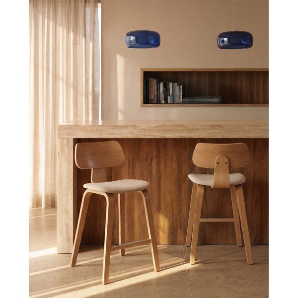Tumši zila LED piekaramā lampa ar stikla abažūru ø 38 cm Reig – Kave Home-image-2
