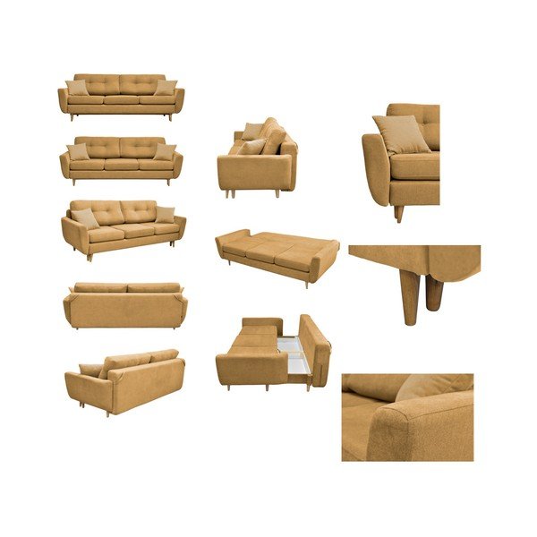 Dzeltens dīvāns ar gaišām kājām Mazzini Sofas Rose-image-2