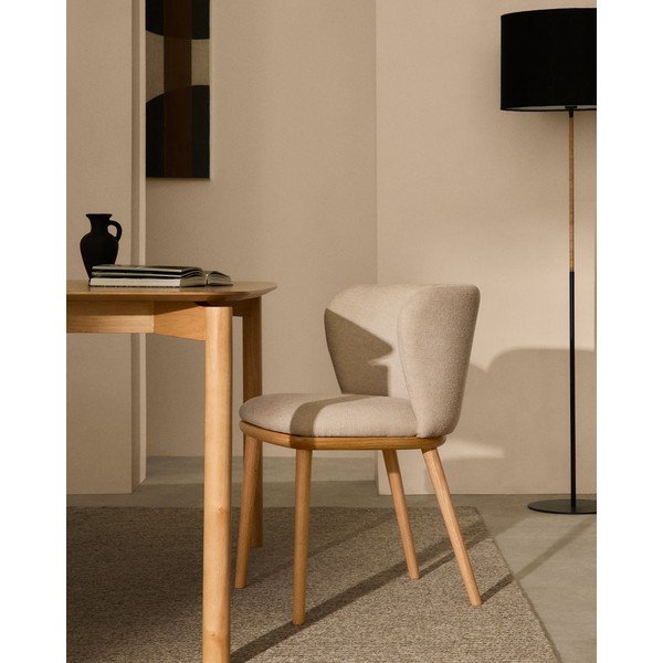 Bēšs polsterēts ēdamistabas krēsls Ciselia – Kave Home-image-1