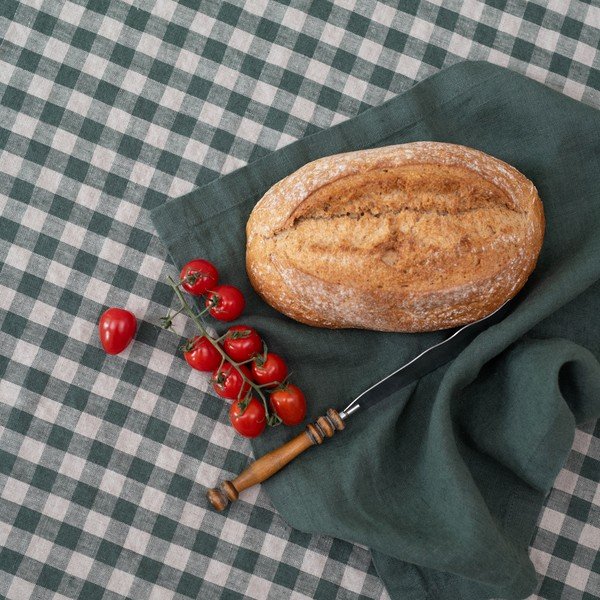 Lina trauku dvielis 45x65 cm Forest Green Gingham – Linen Tales-image-1