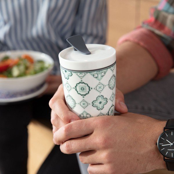 Zaļa/balta porcelāna ceļojumu krūze Villeroy & Boch Like To Go, 350 ml-image-1