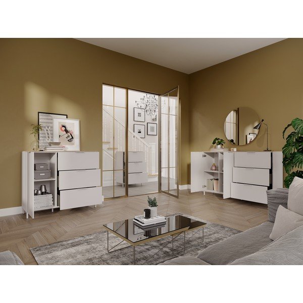 Krēmkrāsas matēts skapītis 68x98x40 cm Savoca – Germania-image-1