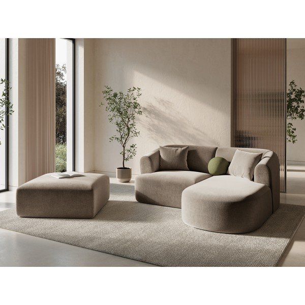 Gaiši brūns samta kāju soliņš Campi – Cosmopolitan Design-image-1