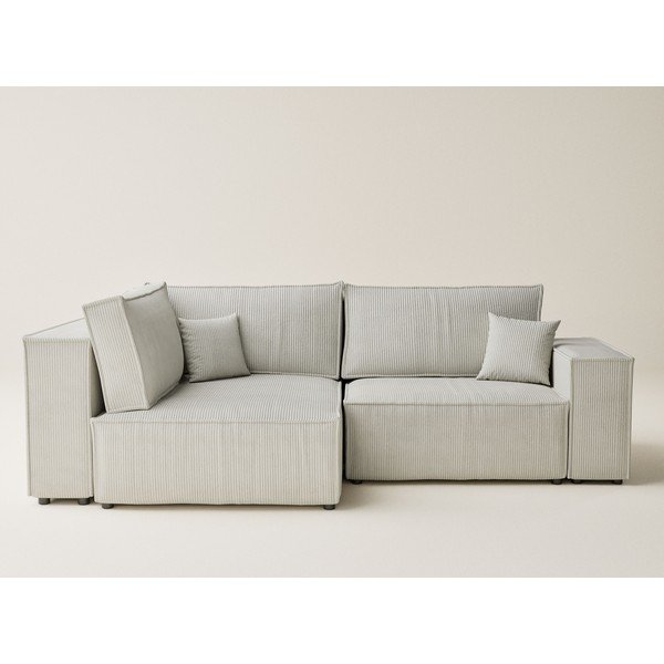 Krēmkrāsas velveta salokāms stūra dīvāns ar uzglabāšanas vietu (ar kreiso stūri/L veida) Tonga – Maison de Rêve-image-2