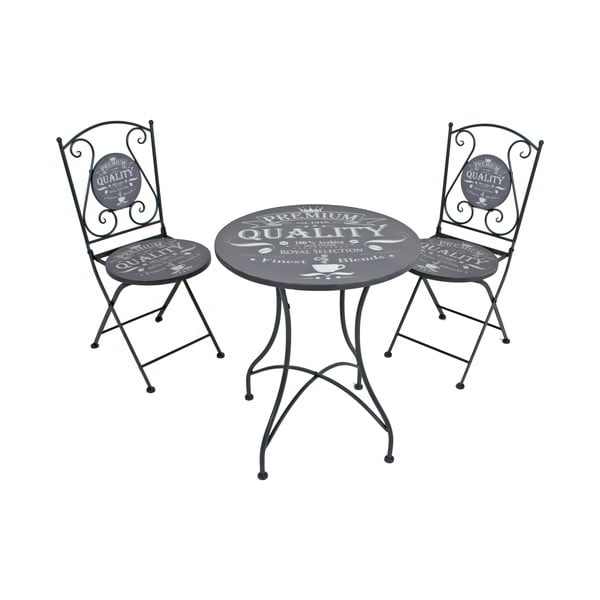 2 pelēku dārza krēslu un galda komplekts ADDU Royal