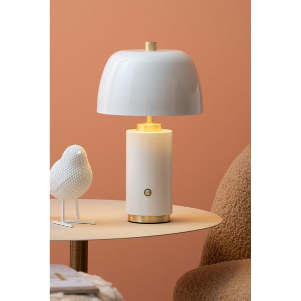 Balta LED galda lampa ar regulējamu spilgtumu ar metāla abažūru (augstums 30 cm) Freya – Leitmotiv-image-1