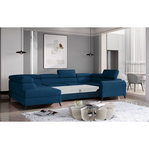 Zils samta salokāms/ar uzglabāšanas vietu stūra dīvāns (ar kreiso stūri/U veida) Escada – ELTAP-image-2