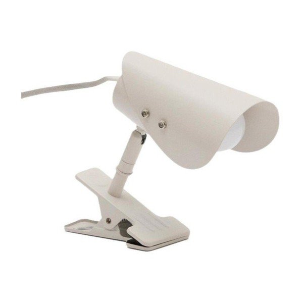 Gaiši pelēka metāla galda lampa ar klipsi (augstums 16 cm) Jula – Kave Home
