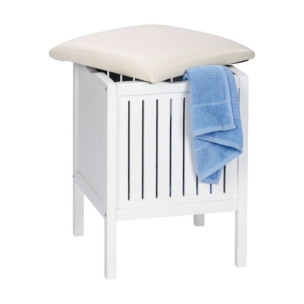 Balta koka taburete ar uzglabāšanas vietu Wenko Oslo-image-1