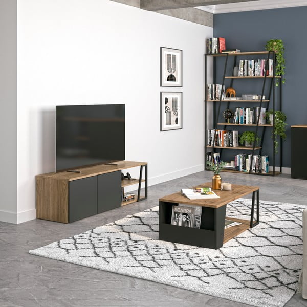 Žurnālgaldiņš ar valriekstkoka imitācijas virsmu 100x55 cm Albi – TemaHome-image-1