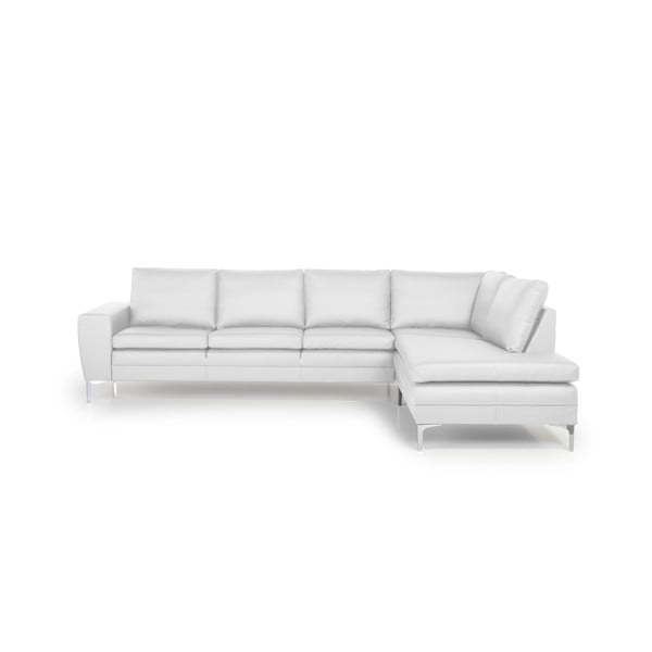 Balts ādas stūra dīvāns Scandic Twigo, labais stūris