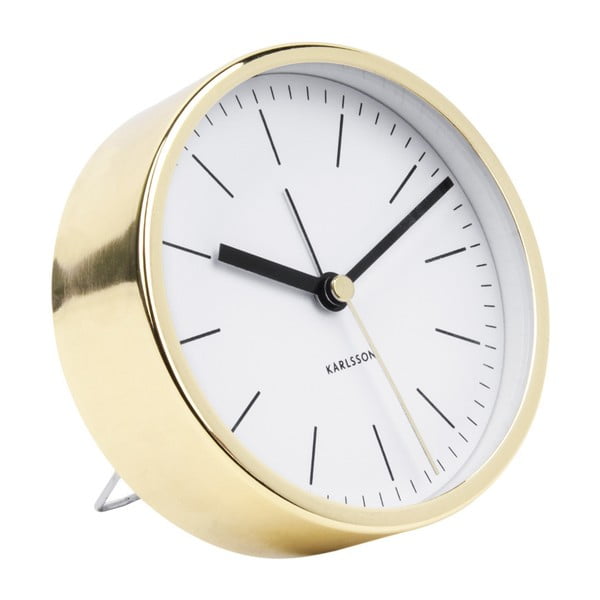 Balts galda pulkstenis ar zelta detaļām Karlsson Minimal, ⌀ 10 cm