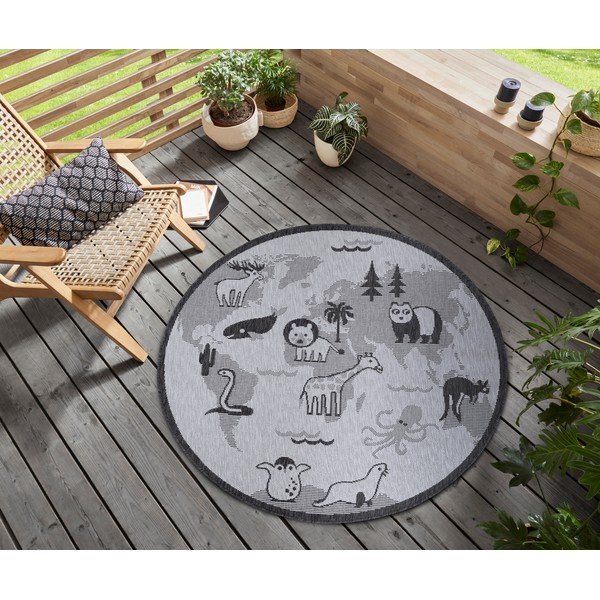 Pelēks apaļš paklājs ø 120 cm Animal World – Hanse Home-image-1