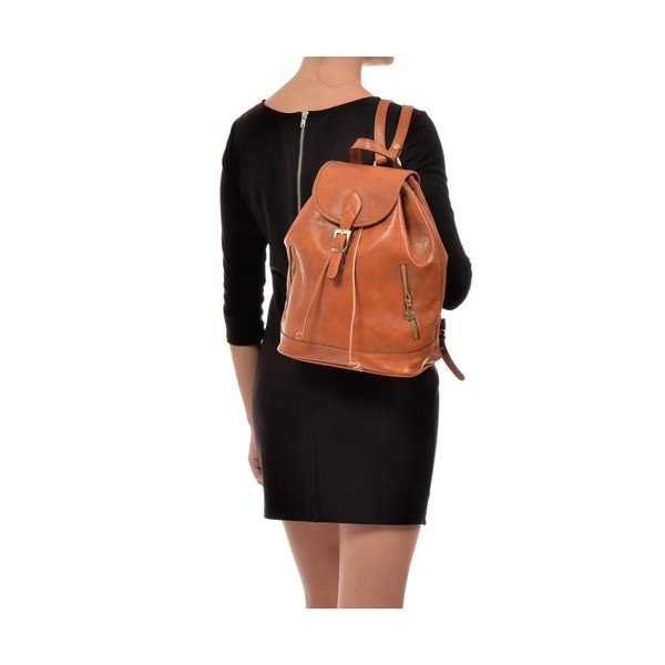 Konjaka brūna ādas mugursoma Sofia Cardoni Cindy-image-4