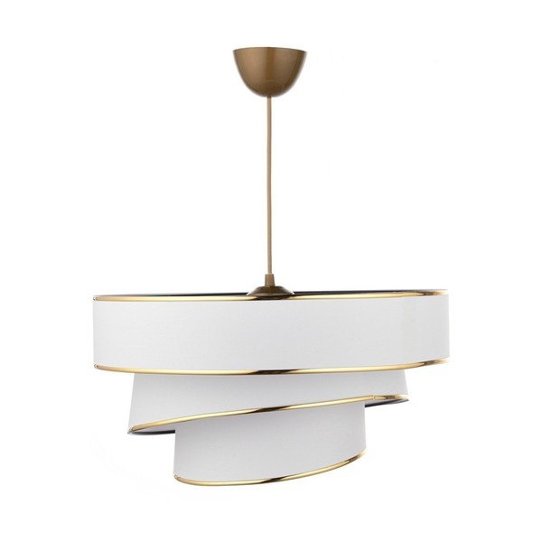 Balta/zelta krāsas piekaramā lampa ar auduma abažūru ø 40 cm Couper – Opviq lights