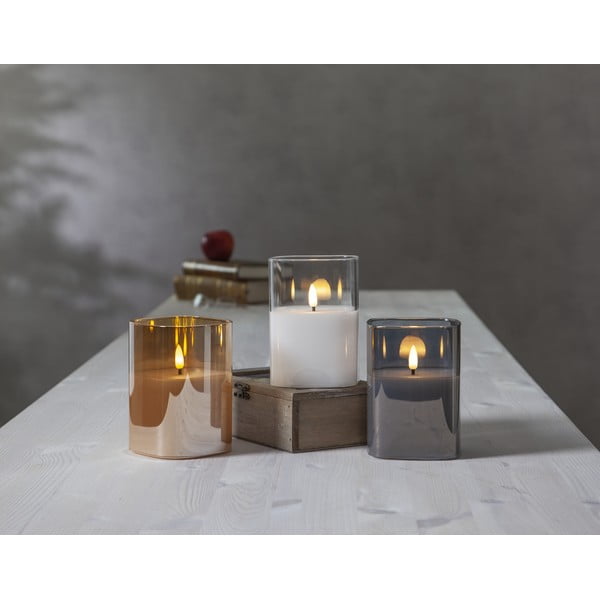 Pelēka LED svece no stikla Star Trading Flamme, augstums 12,5 cm-image-2
