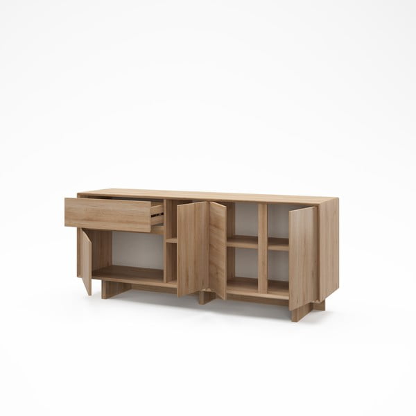 Dabīga toņa kumode ar ozolkoka imitāciju 180x76x45 cm Carpi – Marckeric-image-3