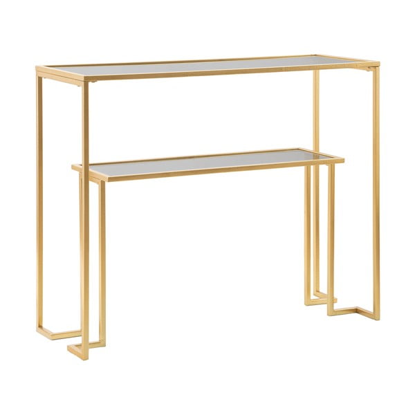 Zelta krāsas konsoles galds ar stikla galda virsmu 35x100 cm Level – Mauro Ferretti
