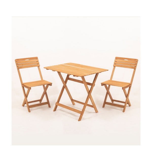 Dabīga toņa dižskābarža masīvkoka dārza pusdienu komplekts 2 personām – Floriane Garden-image-1