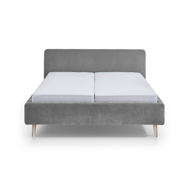 Pelēka polsterēta divvietīga gulta bez režģa 180x200 cm Mattis – Meise Möbel-image-4