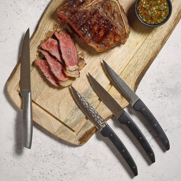 Melni/sudraba krāsas tērauda steika naži (4 gab.) Carne – BonBistro-image-2