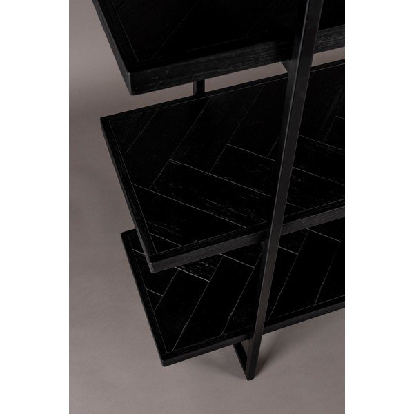 Melns grāmatu plaukts ar eksotiska koka imitāciju 140x146 cm Class – Dutchbone-image-1