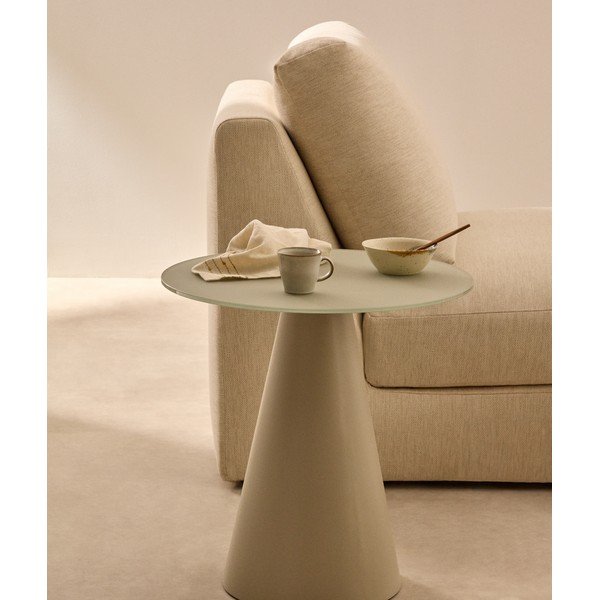 Apaļš sānu galdiņš ar stikla galda virsmu ø 50 cm Wilshire – Kave Home-image-1
