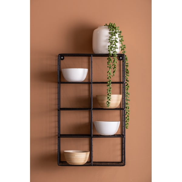 Melns daudzlīmeņu tērauda sienas plaukts 30 cm Reja – PT LIVING-image-1