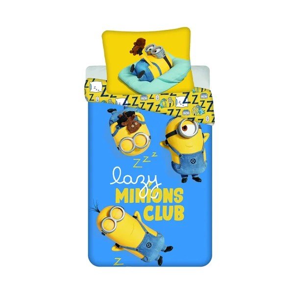 Dzeltena/zila vienguļamā kokvilnas bērnu gultas veļa 140x200 cm Mimoni Lazy Club – Jerry Fabrics