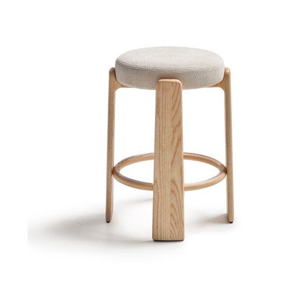 Bēša/gaiša dabīga toņa oša masīvkoka bāra taburete (sēdekļa augstums 65 cm) Granite – Kave Home-image-2
