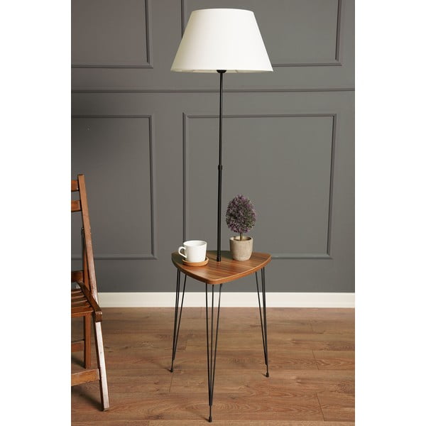 Balta/dabīga toņa stāvlampa ar auduma abažūru (augstums 147 cm) – Opviq lights-image-1