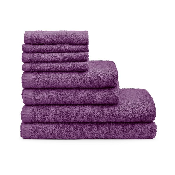 Violeti ātri žūstoši/frotē kokvilnas dvieļi komplektā (8 gab.) Quick Dry – Catherine Lansfield