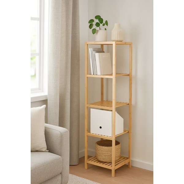 Dabīga toņa bambusa vannas istabas plaukts 37x140 cm Skaren – Bonami Essentials-image-4