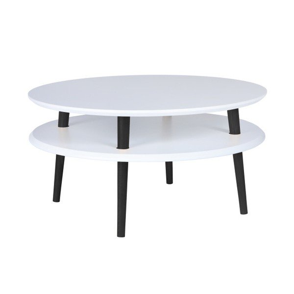 Balts kafijas galdiņš ar melnām kājām Ragaba UFO, Ø 70 cm