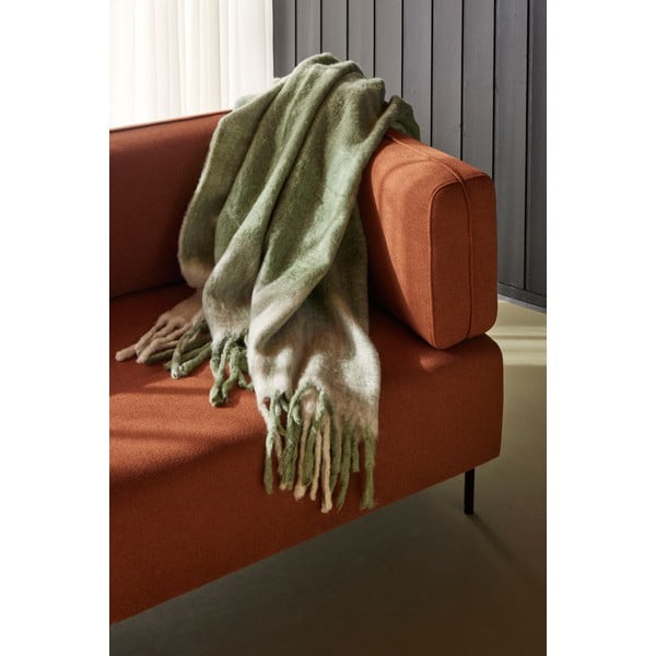 Balts ar zaļu pleds 200x140 cm Inlet - Hübsch-image-1