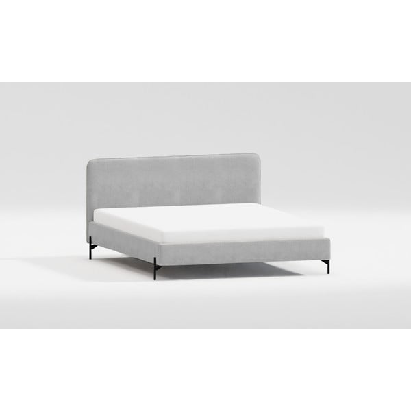 Gaiši pelēka polsterēta divvietīga gulta ar redelēm 140x200 cm Barker – Ropez-image-4