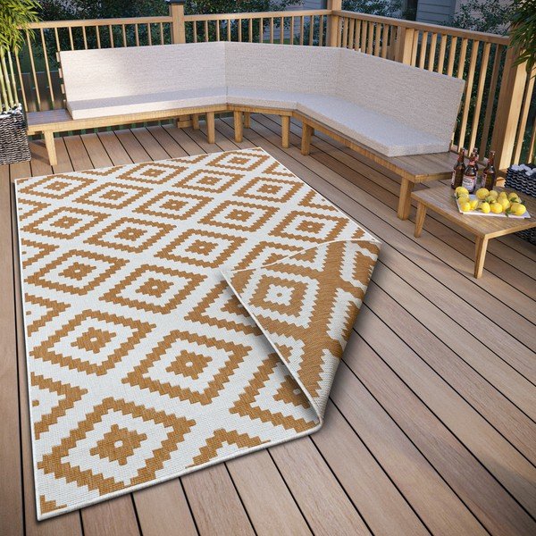 Okera dzeltens/balts āra paklājs 200x290 cm Malta – NORTHRUGS-image-1