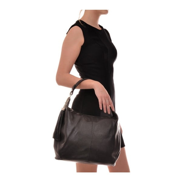 Melna ādas rokassomiņa Sofia Cardoni Bruhna-image-4