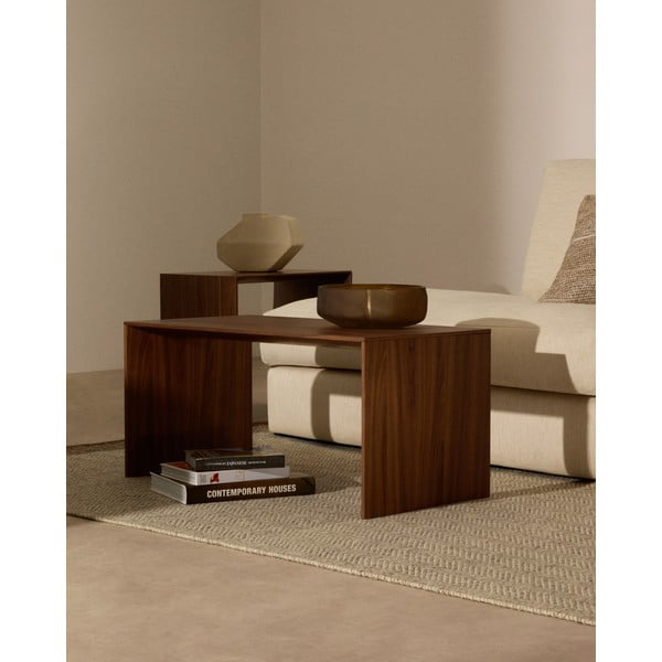 Sānu galdiņš ar riekstkoka imitāciju 40x55 cm Litto – Kave Home-image-3