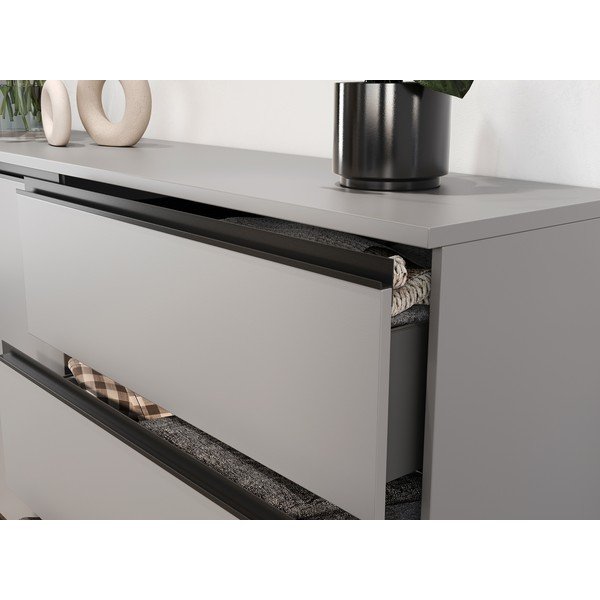 Pelēka zema kumode 135x91 cm Bastia – Germania-image-3