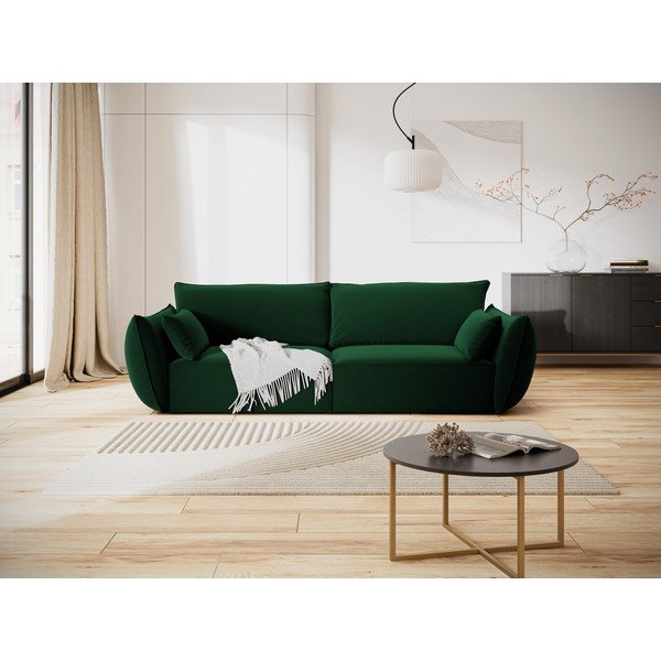 Tumši zaļš samta dīvāns 208 cm Vanda – Mazzini Sofas-image-1