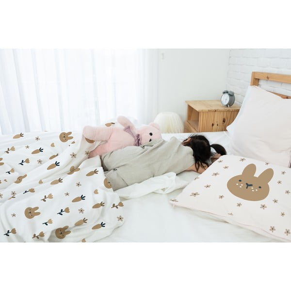 Vienguļamā bērnu gultas veļa no kokvilnas satīna 135x200 cm Sweet Bunnies – Butter Kings-image-1