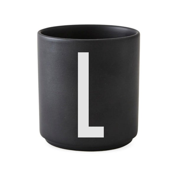 Melna porcelāna krūze Design Letters Alphabet L, 250 ml