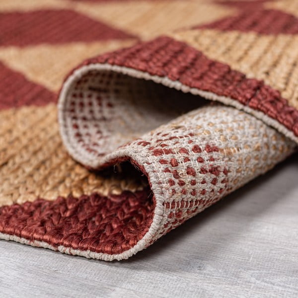 Terakotas oranžs ar rokām darināts paklājs no džutas maisījuma 120x170 cm Effie Diamond – Flair Rugs-image-3