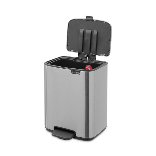 Matētas sudraba krāsas tērauda atkritumu tvertne ar pedāli 7 l Bo – Brabantia-image-2