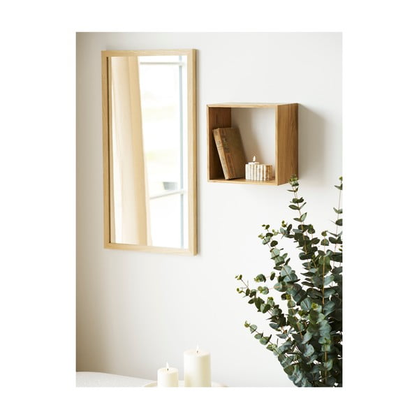 Dabīga toņa daudzlīmeņu ozola masīvkoka sienas plaukts 30 cm Lattoon – House Nordic-image-1