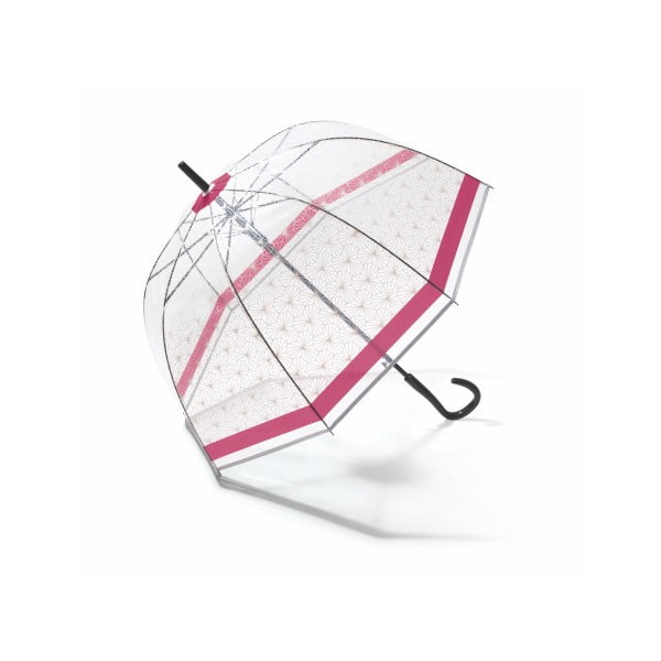 Simetrisks caurspīdīgs lietussargs ar rozā detaļām, ⌀ 85 cm
