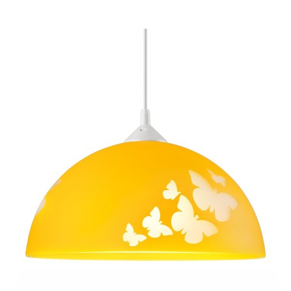 Okera dzeltena bērnu lampa ar stikla abažūru ø 30 cm Mariposa – LAMKUR-image-4